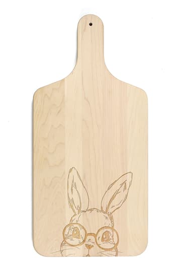 Bunny With Glasses 8&#x22; x 17&#x22; Maple Paddle Cutting Board